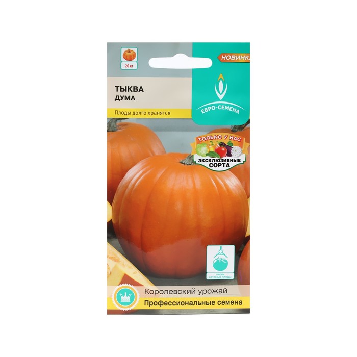 Семена Тыква "Дума", среднеспелая, округлая, оранжевая, до 25 кг, 5 шт. - Фото 1