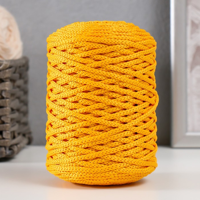 Шнур для вязания 100% полиэфир 3мм 100м/200±20гр (08-желтый) - Фото 1