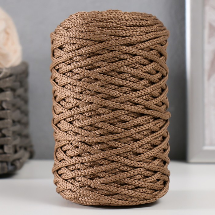 Шнур для вязания 100% полиэфир 3мм 100м/200±20гр (09-кофе) - Фото 1