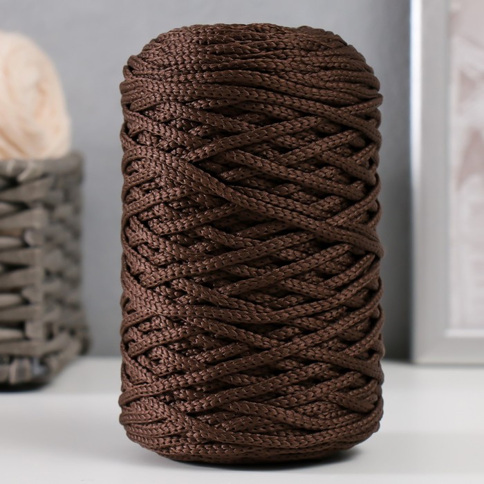 Шнур для вязания 100% полиэфир 3мм 100м/200±20гр (11-шоколад) - Фото 1