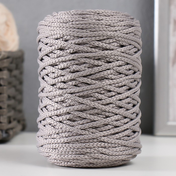 Шнур для вязания 100% полиэфир 3мм 100м/200±20гр (14-светло-серый) - Фото 1