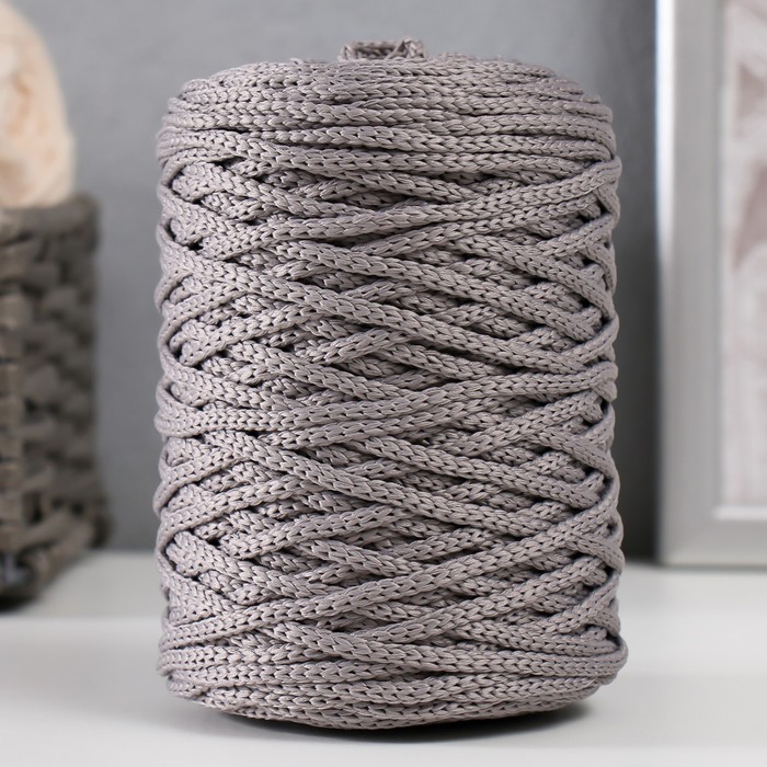 Шнур для вязания 100% полиэфир 3мм 100м/200±20гр (15-серый) - Фото 1