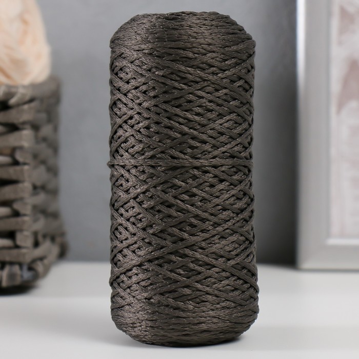 Шнур для вязания 100% полиэфир 1мм 200м/75±10гр (12-темно-серый) - Фото 1