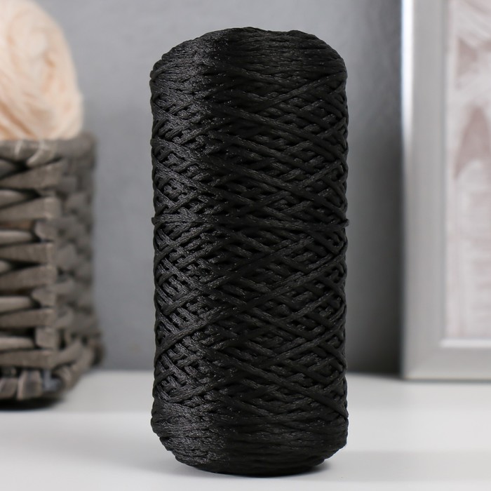 Шнур для вязания 100% полиэфир 1мм 200м/75±10гр (13-черный) - Фото 1