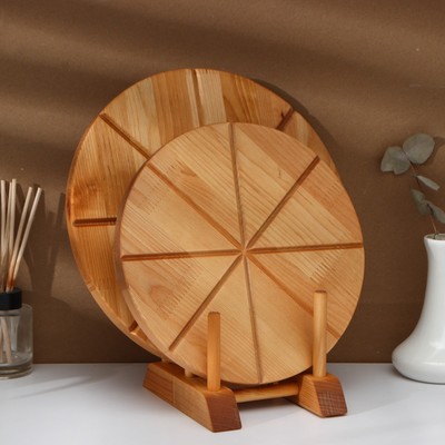 Набор деревянных разделочных досок на подставке Adelica «Итальяно», d=30, d=25 см, пропитаны минеральным маслом, берёза