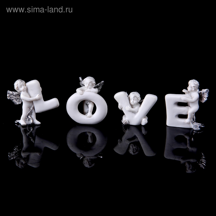 Сувенир "Ангелочки Love" с серебрянными крыльями  4х4,5х2,5 см - Фото 1