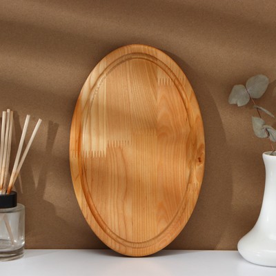 Доска разделочная деревянная Adelica «Овальная», 28×18×1.8 см, пропитана минеральным маслом, берёза