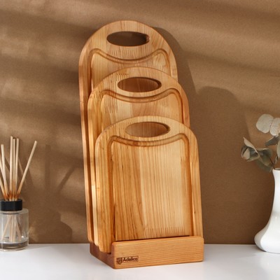 Набор деревянных разделочных досок на подставке Adelica, 3 шт.: 38×18, 30×18, 22×18 см, берёза