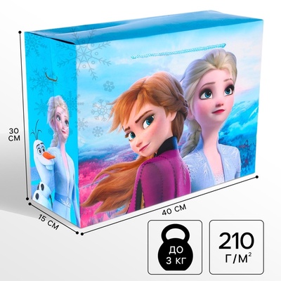 Пакет подарочный-коробка, 40×30×15 см, Холодное сердце