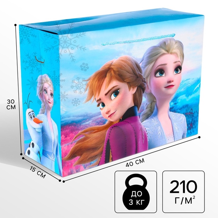 Пакет подарочный-коробка, 40×30×15 см, Холодное сердце - Фото 1