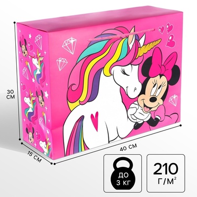 Пакет подарочный-коробка, 40×30×15 см Dream, упаковка, Минни Маус и Единорог
