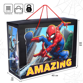 Пакет-коробка, 40 х 30 х 15 см "Amazing", Человек-паук