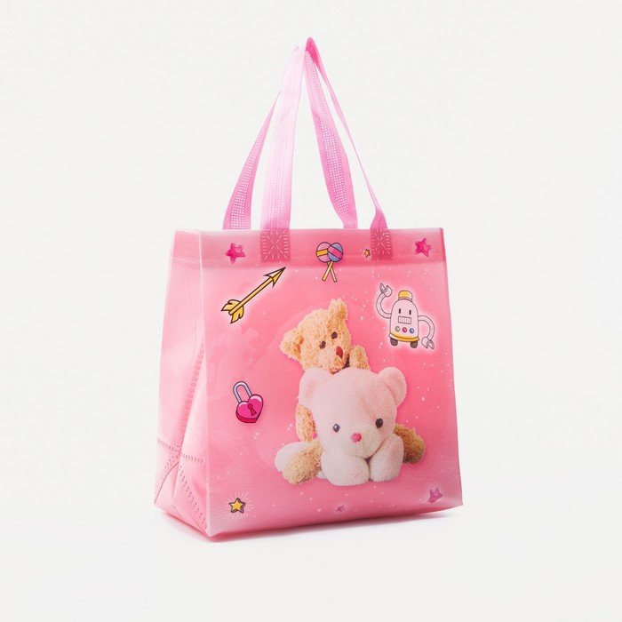 Сумка детская «Мишки», без застёжки, розовая - Фото 1