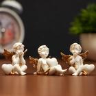 Сувенир полистоун "Ангелок с сердцем" с золотыми крыльями, МИКС, 5х3,5х5 см - Фото 1