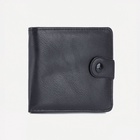 Портмоне мужское на кнопке, отдел для купюр, для карт, чёрное - Фото 6