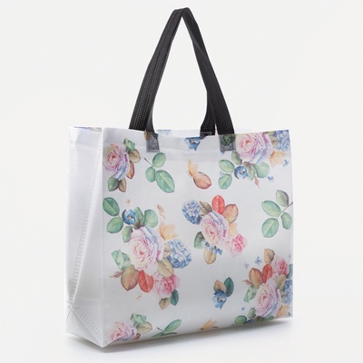 Сумка хозяйственная без застёжки, 32×10×27 см, белая/разноцветная