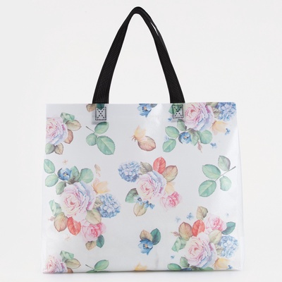 Сумка хозяйственная без застёжки, 32×10×27 см, белая/разноцветная