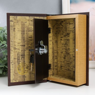 Шкатулка книга - сейф «Орнамент», дерево, искусственная кожа, 21×13×5 см