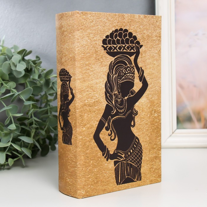 Сейф-книга дерево кожзам "Африканка с вазой с фруктами" 21х13х5 см