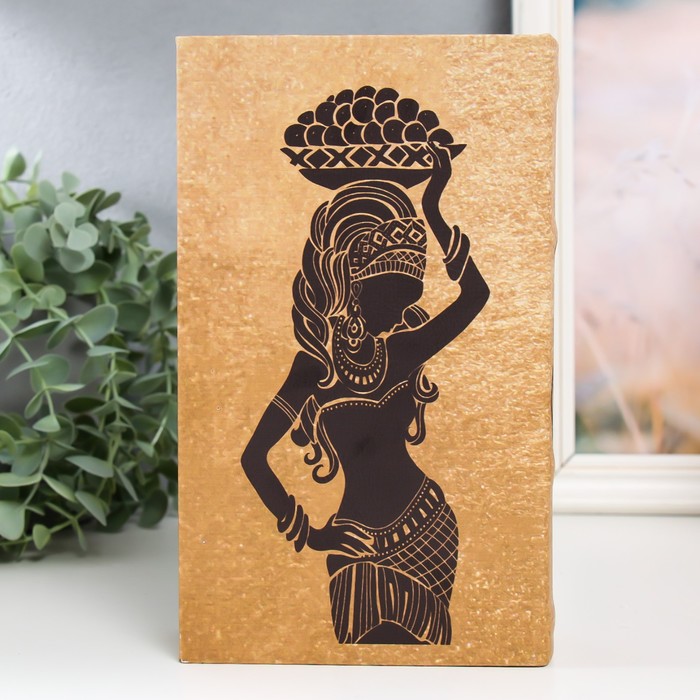 Сейф-книга дерево кожзам "Африканка с вазой с фруктами" 21х13х5 см - фото 1900312047