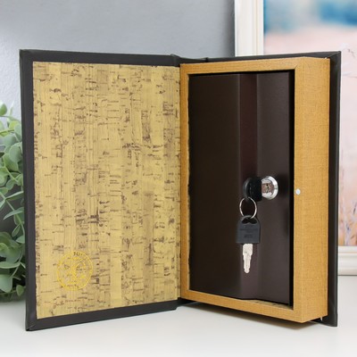 Шкатулка книга-сейф «Геометрия», дерево, искусственная кожа, зеркало 24×16×5 см