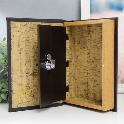 Шкатулка книга-сейф «Геометрия», дерево, искусственная кожа, зеркало 24×16×5 см