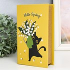 Сейф-книга дерево кожзам "Чёрный кот с ландышами в вазе" 21х13х5 см - Фото 2