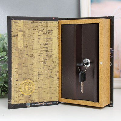 Шкатулка книга-сейф «Птицы и завитки», дерево, искусственная кожа, 21×13×5 см