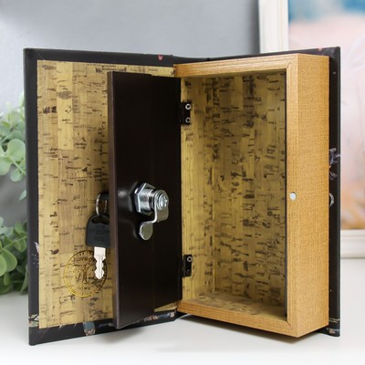 Шкатулка книга-сейф «Птицы и завитки», дерево, искусственная кожа, 21×13×5 см