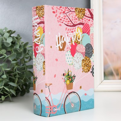 Шкатулка книга-сейф «Велосипед с воздушными шарами», дерево, искусственная кожа, 21×13×5 см