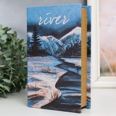 Шкатулка книга - сейф «Река в горах», дерево, искусственная кожа, 21×13×5 см