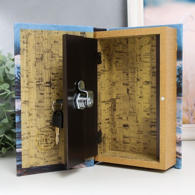 Шкатулка книга - сейф «Река в горах», дерево, искусственная кожа, 21×13×5 см
