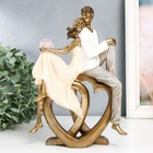 Фигурка полистоун «Влюблённые на двойном сердце», песочный, 7.5×17.5×25 см - Фото 1