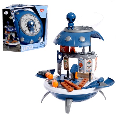 Игровой модуль детский «Летающая тарелка», верстак с инструментами, 52 предмета