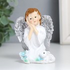 Сувенир полистоун "Девочка ангел с кроликом и цветами" 6х6,5х8,5 см - фото 6806936