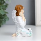 Сувенир полистоун "Девочка ангел с кроликом и цветами" 6х6,5х8,5 см - фото 6806937