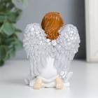 Сувенир полистоун "Девочка ангел с кроликом и цветами" 6х6,5х8,5 см - фото 6806938