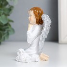 Сувенир полистоун "Девочка ангел с кроликом и цветами" 6х6,5х8,5 см - фото 6806939