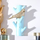 Крючки декоративные полистоун "Золотистая птичка на голубой ветке" 16х5,7х9,7 см - фото 10243061