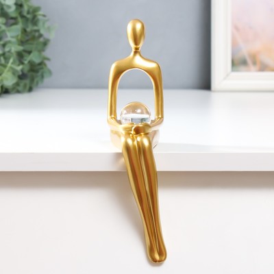 Фигурка настольная полистоун «Девушка с шаром», под золото, на полку, 23×5.6×9 см