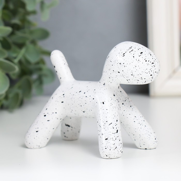 Фигурка полистоун «Собака», белый в крапинку, 10×7.8×5.4 см - Фото 1
