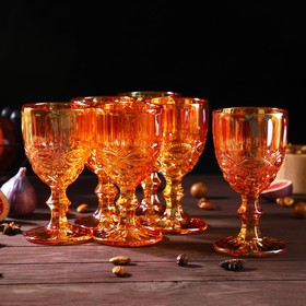 Набор бокалов стеклянных Magistro «Ла-Манш», 250 мл, 8×15,5 см, 6 шт, цвет янтарный