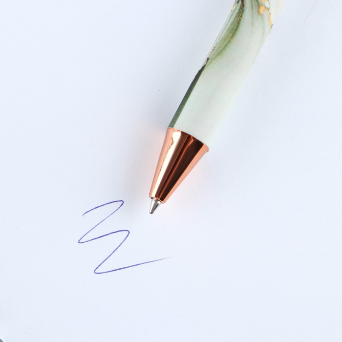 Ручка автоматическая пластик «Золотой учитель» , синяя паста 0.7 мм - фото 1882603188