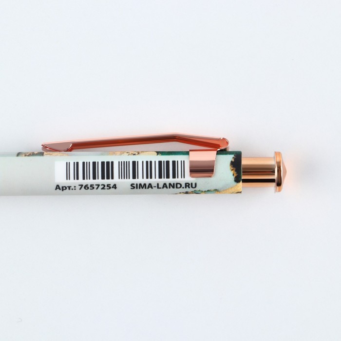 Ручка автоматическая пластик «Золотой учитель» , синяя паста 0.7 мм - фото 1882603189