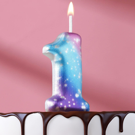 Свеча для торта цифра "1",космос, 5,5 см, 16 мин