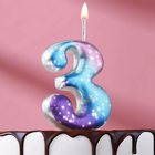 Свеча для торта цифра "3",космос, 5,5 см, 16 мин - фото 285342122