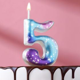 Свеча для торта цифра "5",космос, 5,5 см, 16 мин