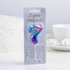 Свеча для торта цифра 7, космос, 5.5 см, 16 мин (комплект 3 шт)