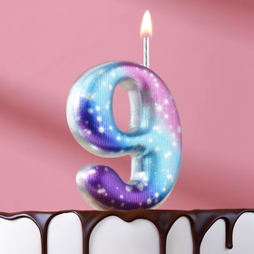 Свеча для торта цифра "9",космос, 5,5 см, 16 мин