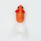 Игрушка для кошек "Мышь сизалевая малая" с меховым хвостом, 5,5 см, оранжевая - Фото 2